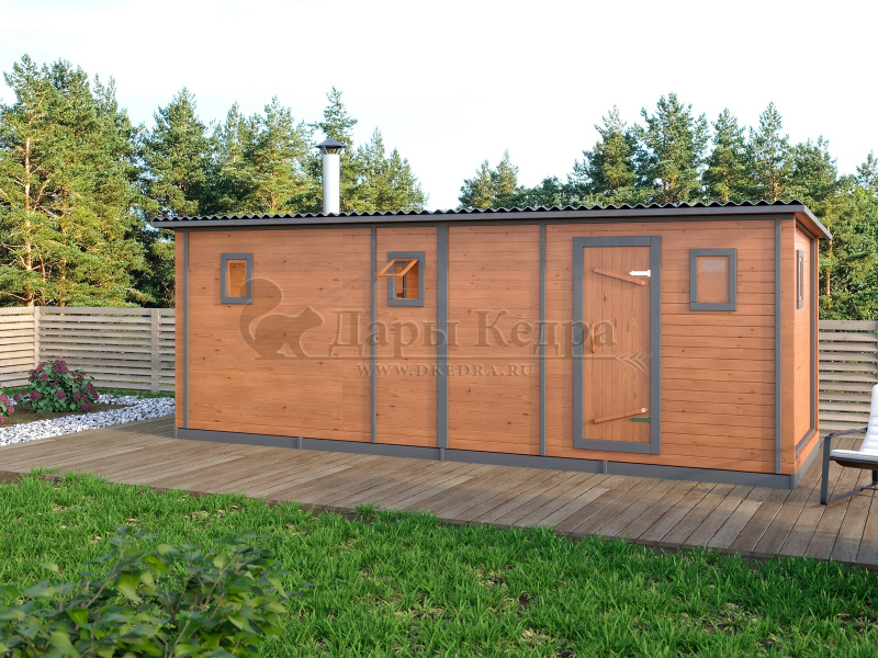 Каркасно-щитовая баня из кедра «Мега»